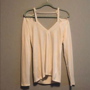 White long sleeve backless sweater